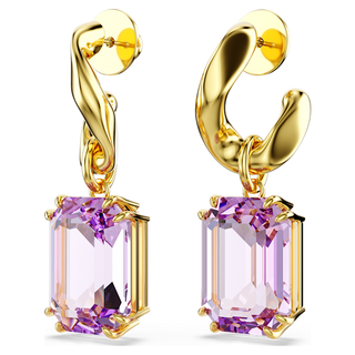 Orecchini pendenti Millenia, Taglio ottagonale, Viola, Placcato color oro