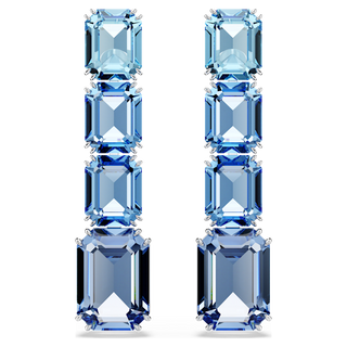 Orecchini pendenti Millenia, Taglio Octagon, Sfumatura di colore, Blu, Placcato rodio