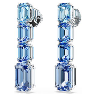 Orecchini pendenti Millenia, Taglio Octagon, Sfumatura di colore, Blu, Placcato rodio