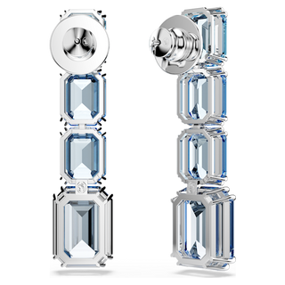 Orecchini pendenti Millenia, Taglio Octagon, Sfumatura di colore, Blu, Placcato rodio