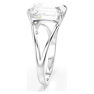 Anello cocktail Stilla, Taglio ottagonale, Bianco, Placcato rodio