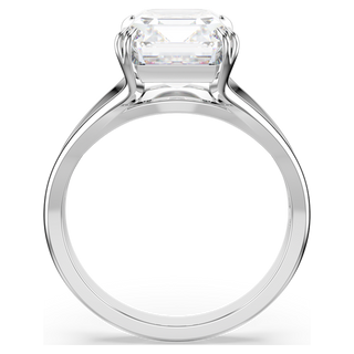 Anello cocktail Stilla, Taglio ottagonale, Bianco, Placcato rodio