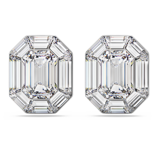 Orecchini a clip Lucent, Taglio ottagonale, Bianchi