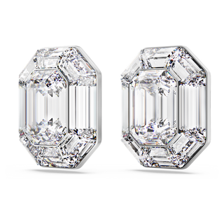 Orecchini a clip Lucent, Taglio ottagonale, Bianchi