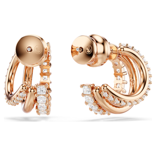 Orecchini a cerchio Hyperbola, Taglio misto, Mini, Bianchi, Placcato color oro rosa