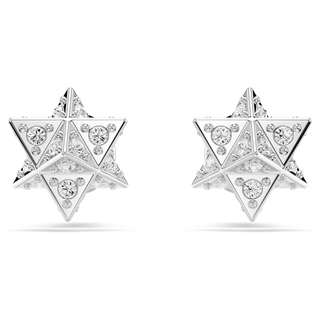 Orecchini a lobo Dextera, Taglio Round, Stella, Bianchi, Placcato rodio