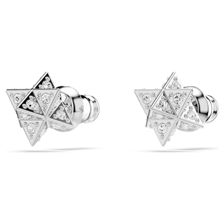 Orecchini a lobo Dextera, Taglio Round, Stella, Bianchi, Placcato rodio
