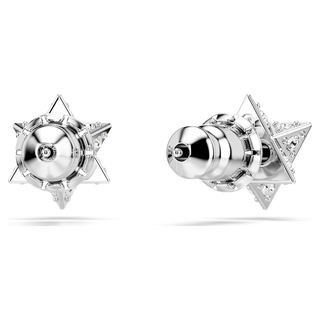 Orecchini a lobo Dextera, Taglio Round, Stella, Bianchi, Placcato rodio
