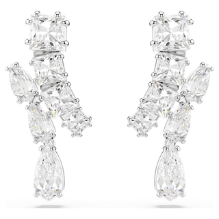 Orecchini pendenti Matrix, Taglio misto, Bianchi, Placcato rodio