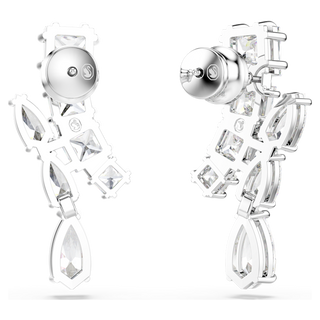 Orecchini pendenti Matrix, Taglio misto, Bianchi, Placcato rodio