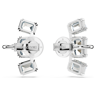 Orecchini a clip Millenia, Taglio ottagonale, Bianchi, Placcato rodio