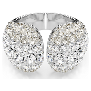 Anello cocktail Sublima, Taglio Round, Bianco, Placcato rodio