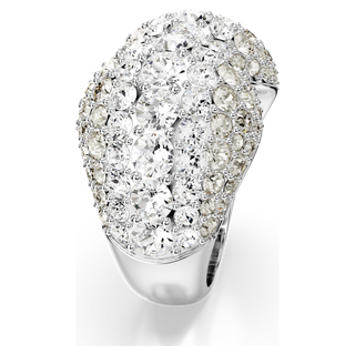 Anello cocktail Sublima, Taglio Round, Bianco, Placcato rodio