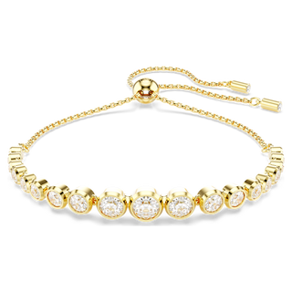 Bracciale Tennis Imber, Tagli arrotondati misti, Bianco, Placcato color oro