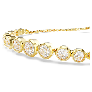 Bracciale Tennis Imber, Tagli arrotondati misti, Bianco, Placcato color oro