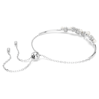Bracciale rigido Constella, Crystal Pearl, tagli Round, Bianco, Placcato rodio