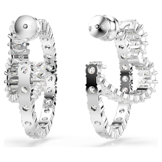 Orecchini a cerchio Matrix, Taglio misto, Cuore, Bianchi, Placcato rodio