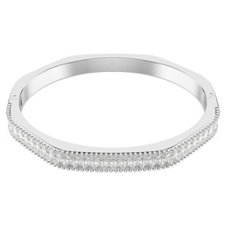 Bracciale rigido Matrix, Taglio baguette, Forma ottagonale, Bianco, Placcato rodio
