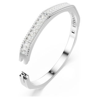 Bracciale rigido Matrix, Taglio baguette, Forma ottagonale, Bianco, Placcato rodio