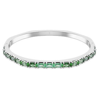 Bracciale rigido Matrix, Taglio baguette, Forma ottagonale, Verde, Placcato rodio