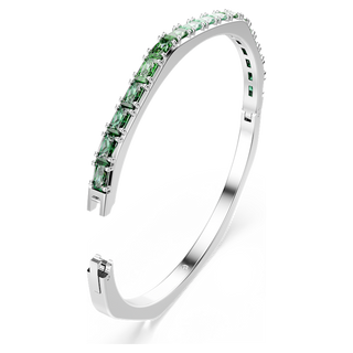 Bracciale rigido Matrix, Taglio baguette, Forma ottagonale, Verde, Placcato rodio