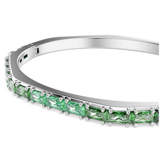 Bracciale rigido Matrix, Taglio baguette, Forma ottagonale, Verde, Placcato rodio