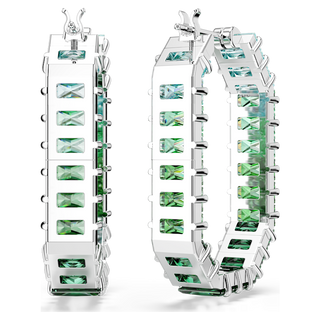 Orecchini a cerchio Matrix, Taglio baguette, Forma ottagonale, Sfumatura di colore, Verdi, Placcato rodio