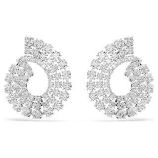 Orecchini a cerchio Matrix, Tagli arrotondati misti, Bianchi, Placcato rodio