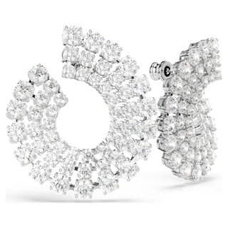 Orecchini a cerchio Matrix, Tagli arrotondati misti, Bianchi, Placcato rodio