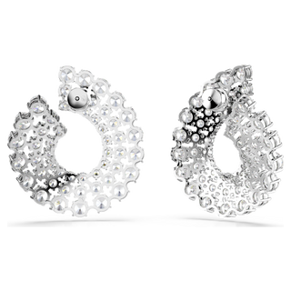 Orecchini a cerchio Matrix, Tagli arrotondati misti, Bianchi, Placcato rodio