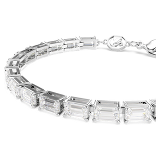 Bracciale Tennis Matrix, Taglio baguette, Bianco, Placcato rodio