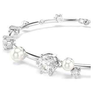 Braccialetto Constella, Crystal Pearl, tagli Round, Bianco, Placcato rodio