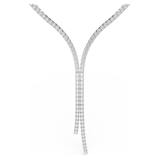 Collana a Y Matrix, Taglio Round, Bianco, Placcato rodio