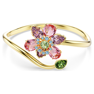 Bracciale rigido Idyllia, Taglio misto, Fiore, Multicolore, Placcato color oro