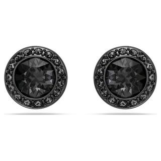 Orecchini a lobo Una Angelic, Taglio Round, Neri, Placcato rutenio