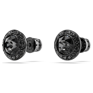 Orecchini a lobo Una Angelic, Taglio Round, Neri, Placcato rutenio