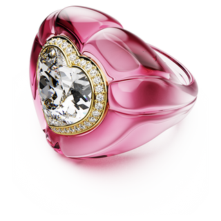 Anello cocktail Dulcis, Taglio Heart, Pavé, Cuore, Rosa