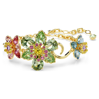 Braccialetto Idyllia, Taglio misto, Fiore, Multicolore, Placcato color oro