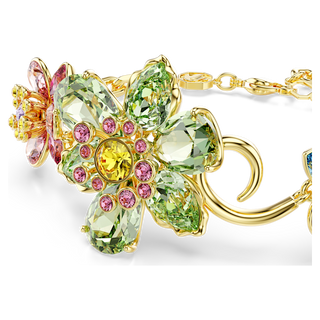 Braccialetto Idyllia, Taglio misto, Fiore, Multicolore, Placcato color oro