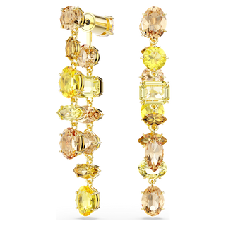 Orecchini pendenti Gema, Design asimmetrico, Taglio misto, Lunghi, Gialli, Placcato color oro