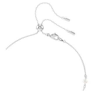 Collana a Y Ariana Grande x Swarovski, Taglio misto, Crystal Pearl, Cuore, Bianco, Placcato rodio