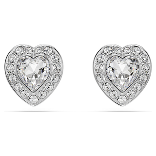 Orecchini a lobo Ariana Grande x Swarovski, Taglio misto, Cuore, Bianchi, Placcato rodio