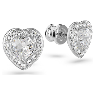 Orecchini a lobo Ariana Grande x Swarovski, Taglio misto, Cuore, Bianchi, Placcato rodio