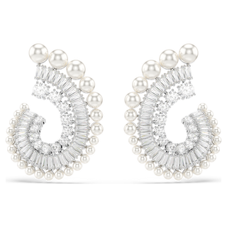 Orecchini pendenti Ariana Grande x Swarovski, Crystal Pearl, Taglio misto, Bianchi, Placcato rodio