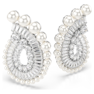 Orecchini pendenti Ariana Grande x Swarovski, Crystal Pearl, Taglio misto, Bianchi, Placcato rodio