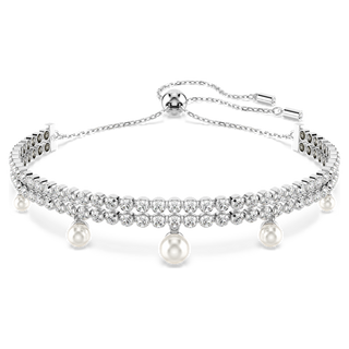 Braccialetto Ariana Grande x Swarovski, Crystal Pearl, Taglio Round, Bianco, Placcato rodio