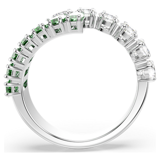 Anello Matrix, Taglio misto, Verde, Placcato rodio