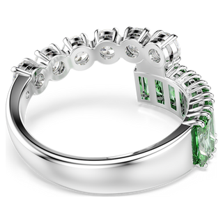 Anello Matrix, Taglio misto, Verde, Placcato rodio