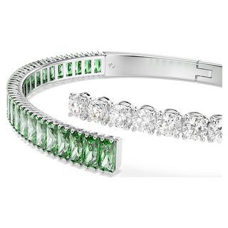 Bracciale rigido Matrix, Taglio misto, Verde, Placcato rodio
