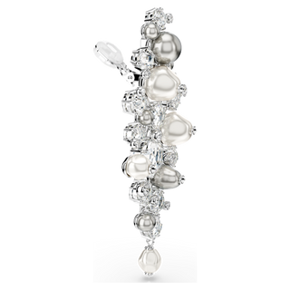 Orecchini Constella, Crystal Pearl, Taglio Round, Bianchi, Placcato rodio